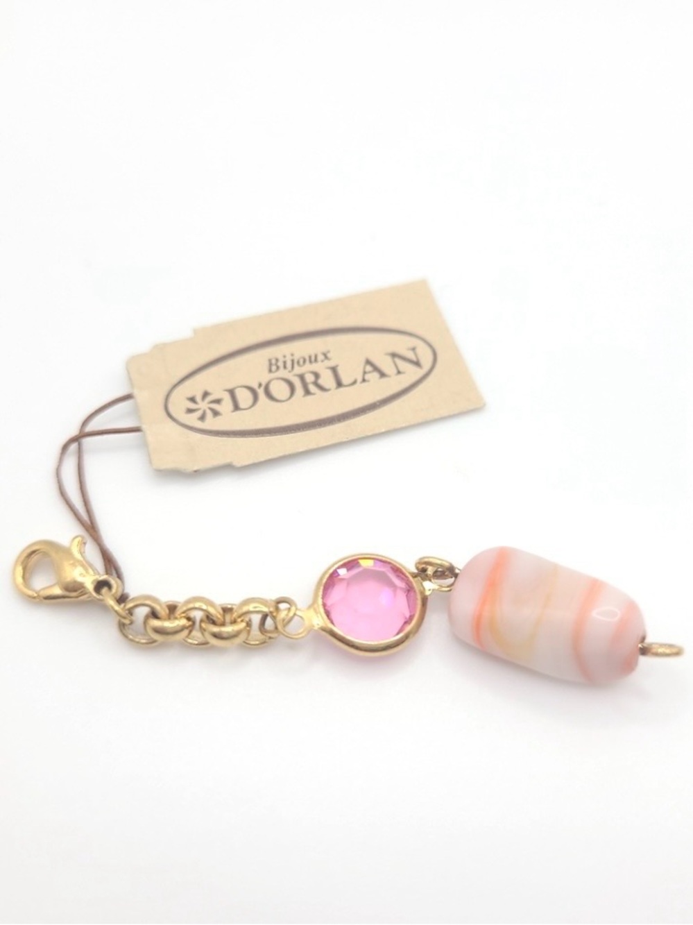 Bijoux D’Orlan Pink & Gold Charm Bracelet Pendant Vintage